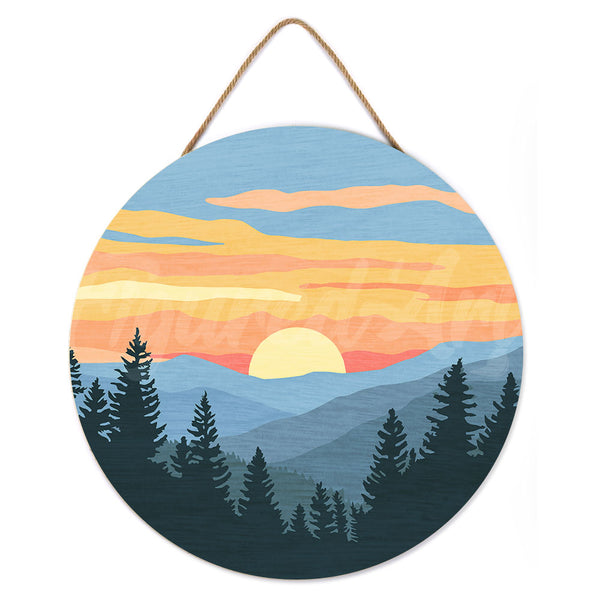 Paint by numbers on Wood Slice - Pine Forest