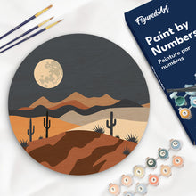 Load image into Gallery viewer, Paint by numbers on Wood Slice - Desert Moonlight Figured'Art USA
