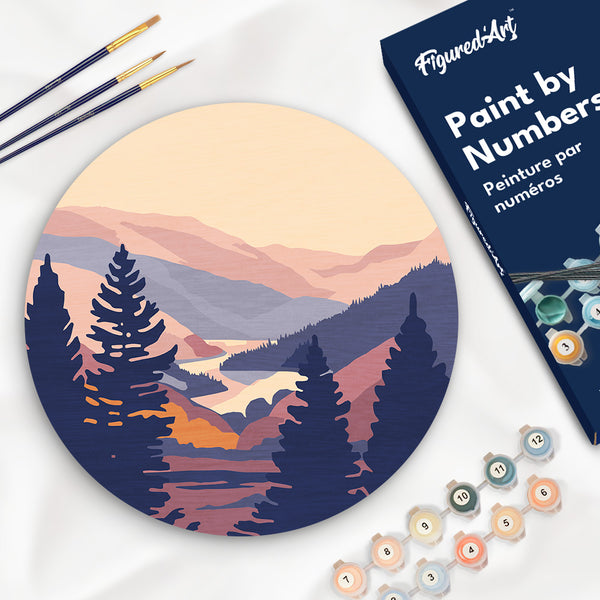 Paint by numbers on Wood Slice - Autumn Valley Figured'Art USA
