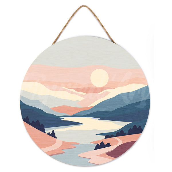Paint by numbers on Wood Slice - Pastel Sunrise