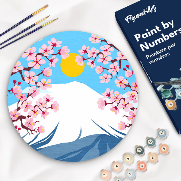 Paint by numbers on Wood Slice - Mount Fuji Figured'Art USA