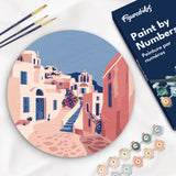 Paint by numbers on Wood Slice - Santorini Figured'Art USA