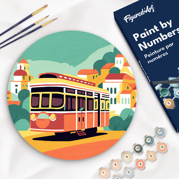 Paint by numbers on Wood Slice - Lisbon Figured'Art USA