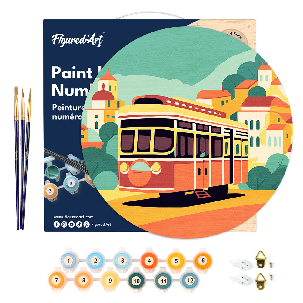 Paint by numbers on Wood Slice - Lisbon