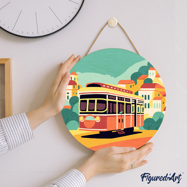 Paint by numbers on Wood Slice - Lisbon
