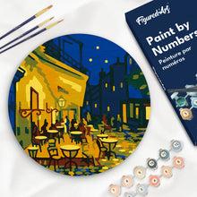 Load image into Gallery viewer, Paint by numbers kit for adults Paint by numbers on Wood Slice - Van Gogh Café Terrace at Night Figured'Art