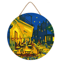 Load image into Gallery viewer, Paint by numbers on Wood Slice - Van Gogh Café Terrace at Night
