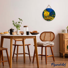 Load image into Gallery viewer, Paint by numbers on Wood Slice - Van Gogh Café Terrace at Night