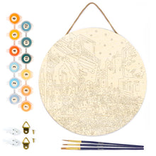 Load image into Gallery viewer, Paint by numbers on Wood Slice - Van Gogh Café Terrace at Night