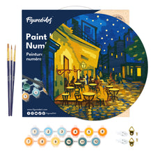 Load image into Gallery viewer, Paint by numbers on Wood Slice - Van Gogh Café Terrace at Night
