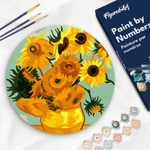 Load image into Gallery viewer, Paint by numbers kit for adults Paint by numbers on Wood Slice - Van Gogh - Sunflowers Figured'Art