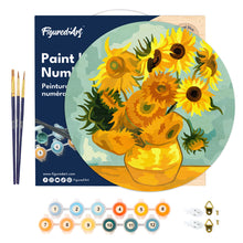 Load image into Gallery viewer, Paint by numbers on Wood Slice - Van Gogh - Sunflowers