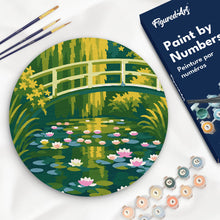 Load image into Gallery viewer, Paint by numbers kit for adults Paint by numbers on Wood Slice - Water Lilies and Japanese Bridge - Monet Figured'Art