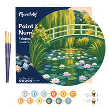 Load image into Gallery viewer, Paint by numbers on Wood Slice - Water Lilies and Japanese Bridge - Monet