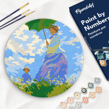 Load image into Gallery viewer, Paint by numbers kit Paint by numbers on Wood Slice - Woman with a Parasol - Monet Figured'Art