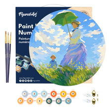 Load image into Gallery viewer, Paint by numbers on Wood Slice - Woman with a Parasol - Monet