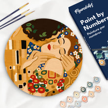 Load image into Gallery viewer, Paint by numbers kit Paint by numbers on Wood Slice - The Kiss - Klimt Figured'Art