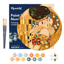 Load image into Gallery viewer, Paint by numbers on Wood Slice - The Kiss - Klimt
