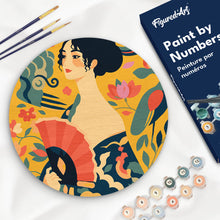 Load image into Gallery viewer, Paint by numbers kit Paint by numbers on Wood Slice - Lady with a Fan - Klimt Figured'Art