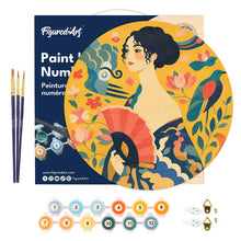 Load image into Gallery viewer, Paint by numbers on Wood Slice - Lady with a Fan - Klimt