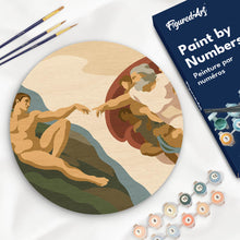 Load image into Gallery viewer, Paint by numbers kit Paint by numbers on Wood Slice - The Creation of Adam - Michelangelo Figured'Art