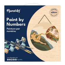 Load image into Gallery viewer, Paint by numbers on Wood Slice - The Creation of Adam - Michelangelo