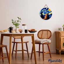 Load image into Gallery viewer, Paint by numbers on Wood Slice - Starry Night Companions
