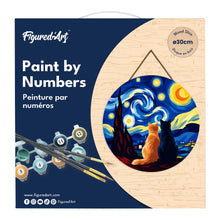 Load image into Gallery viewer, Paint by numbers on Wood Slice - Starry Night Companions