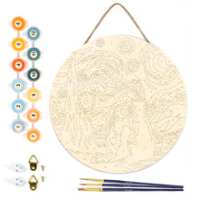 Load image into Gallery viewer, Paint by numbers on Wood Slice - Starry Night Companions