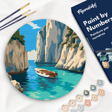 Load image into Gallery viewer, Paint by numbers kit Paint by numbers on Wood Slice - Peaceful Blue Cove Figured'Art