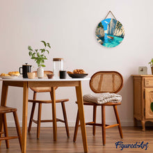 Load image into Gallery viewer, Paint by numbers on Wood Slice - Peaceful Blue Cove