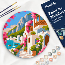 Load image into Gallery viewer, Paint by numbers kit Paint by numbers on Wood Slice - Capri Floral Lane Figured'Art