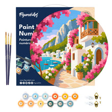 Load image into Gallery viewer, Paint by numbers on Wood Slice - Capri Floral Lane