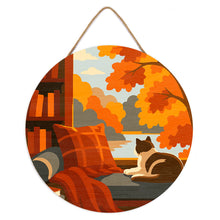 Load image into Gallery viewer, Paint by numbers on Wood Slice - Cat's Fall View