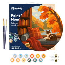 Load image into Gallery viewer, Paint by numbers on Wood Slice - Cat's Fall View