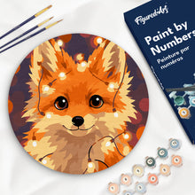 Load image into Gallery viewer, Paint by numbers kit Paint by numbers on Wood Slice - Little Fox with light bulbs Figured'Art