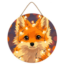 Load image into Gallery viewer, Paint by numbers on Wood Slice - Little Fox with light bulbs