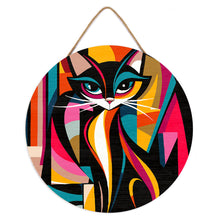 Load image into Gallery viewer, Paint by numbers on Wood Slice - Bold Abstract Cat