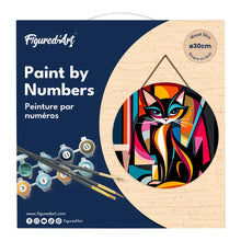 Load image into Gallery viewer, Paint by numbers on Wood Slice - Bold Abstract Cat