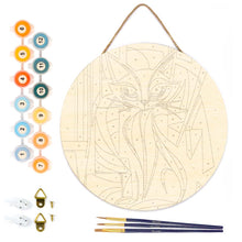Load image into Gallery viewer, Paint by numbers on Wood Slice - Bold Abstract Cat