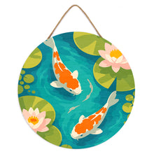 Load image into Gallery viewer, Paint by numbers on Wood Slice - Koi Pond