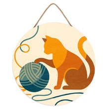 Load image into Gallery viewer, Paint by numbers on Wood Slice - Cat and Yarn