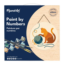 Load image into Gallery viewer, Paint by numbers on Wood Slice - Cat and Yarn