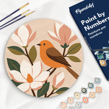 Load image into Gallery viewer, Paint by numbers kit Paint by numbers on Wood Slice - Magnolia Songbird Figured'Art