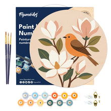 Load image into Gallery viewer, Paint by numbers on Wood Slice - Magnolia Songbird