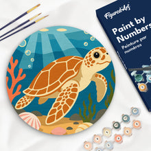 Load image into Gallery viewer, Paint by numbers kit Paint by numbers on Wood Slice - Turtle Figured'Art