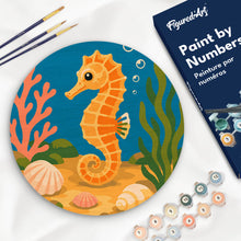 Load image into Gallery viewer, Paint by numbers kit Paint by numbers on Wood Slice - Seahorse Figured'Art