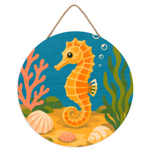 Load image into Gallery viewer, Paint by numbers on Wood Slice - Seahorse