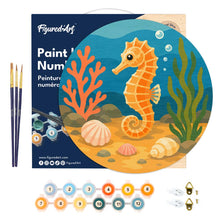 Load image into Gallery viewer, Paint by numbers on Wood Slice - Seahorse