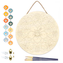 Load image into Gallery viewer, Paint by numbers on Wood Slice - Hibiscus Mandala